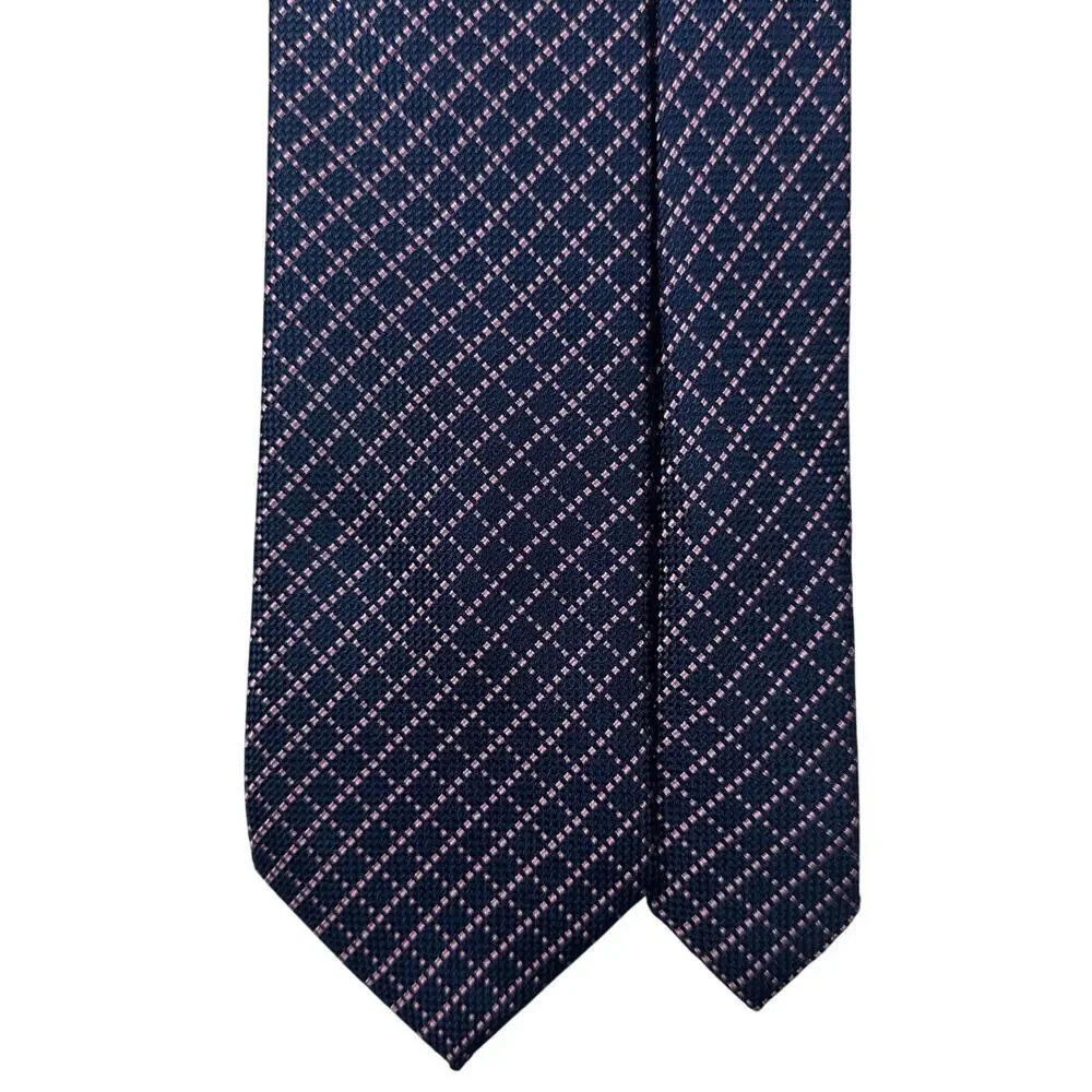 Black Brown 1826 100% Silk Mens Neck Tie Navy Blue Pastel Pink‎ Woven Plaid